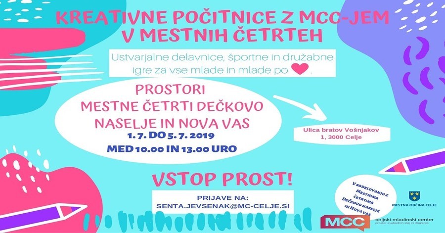 MCC-jeve kreativne počitnice v Dečkovem naselju in Novi vasi