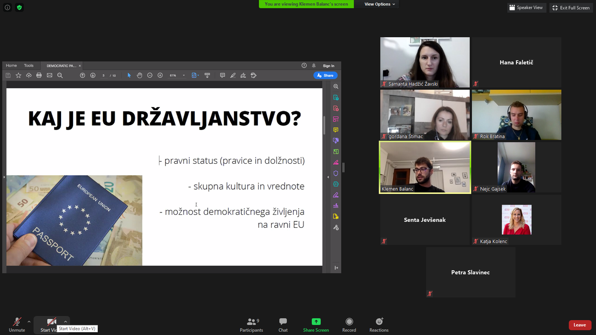 Celjski mladinski center izvedel spletno delavnico – Demokracija v Sloveniji in EU