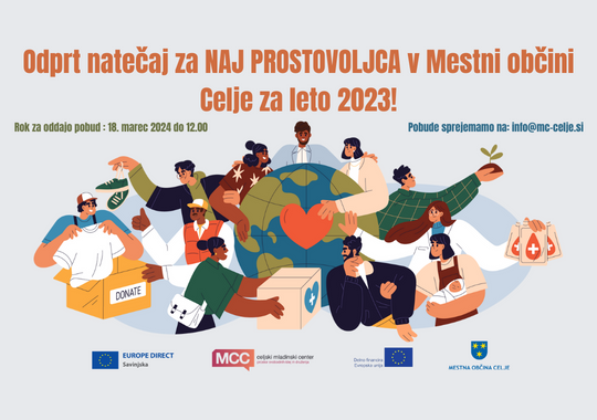 Odprt razpis za naj prostovoljca v Mestni občini Celje za leto 2023