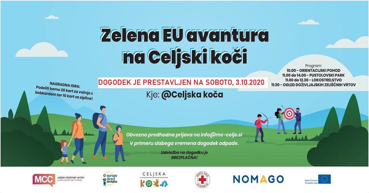 Zelena EU avantura na Celjski koči prestavljena