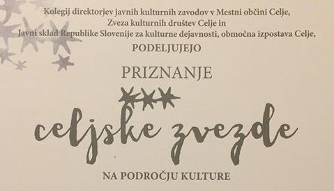 Objavljen je javni razpis za podelitev priznanj Priznanje celjske zvezde za dosežke na področju kulture