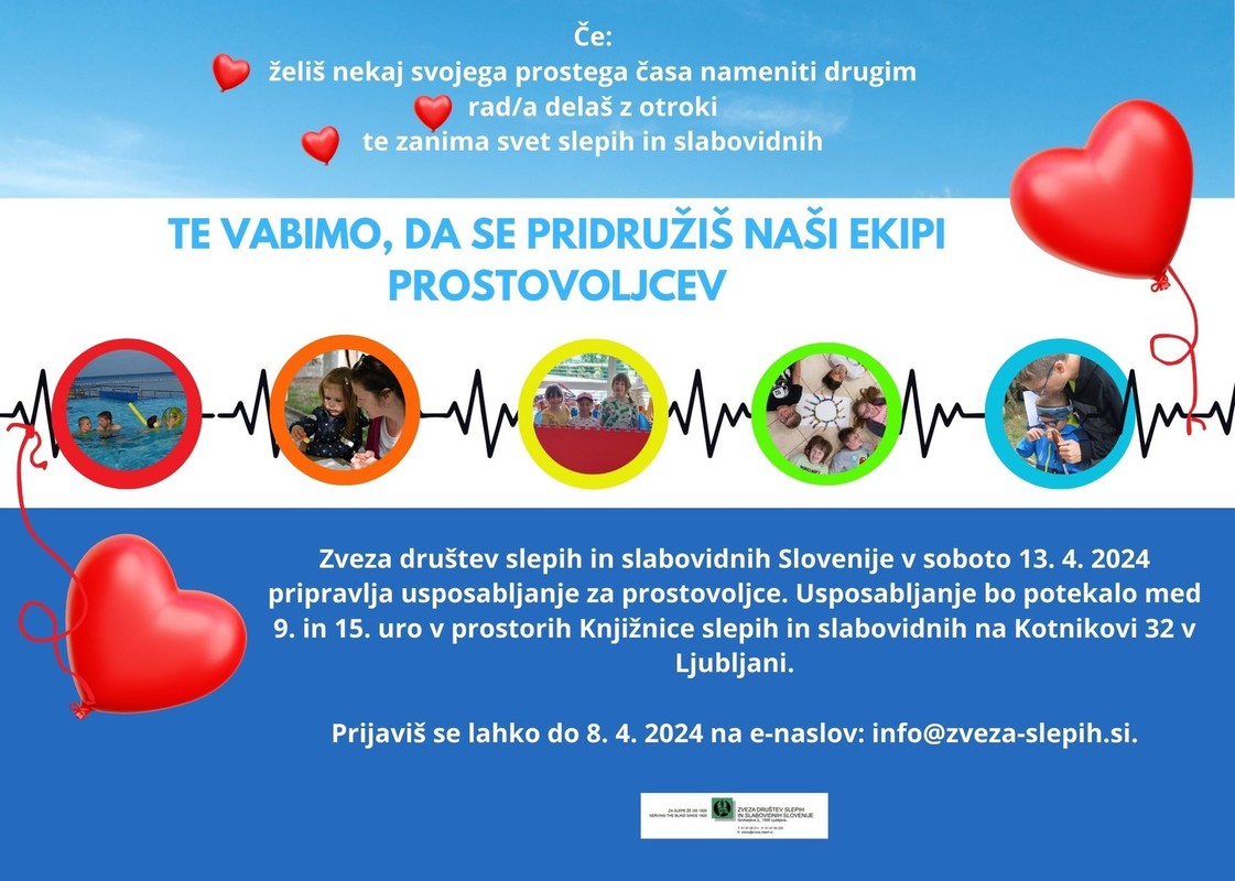 Usposabljanje za prostovoljce_ke na Zvezi društev slepih in slabovidnih Slovenije