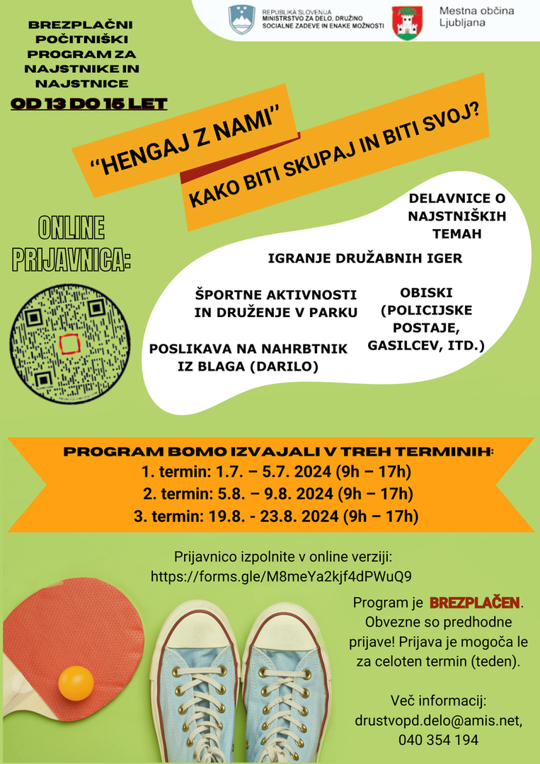 Brezplačni počitniški program Hengaj z nami