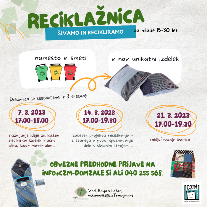 Reciklažnica: šivamo in recikliramo