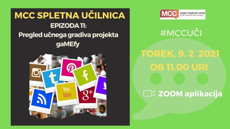 MCC spletna učilnica: Pregled učnega gradiva projekta gaMEfy