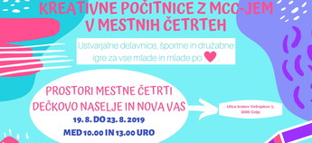 Kreativne počitnice v MČ Dečkovem naselju in Novi vasi