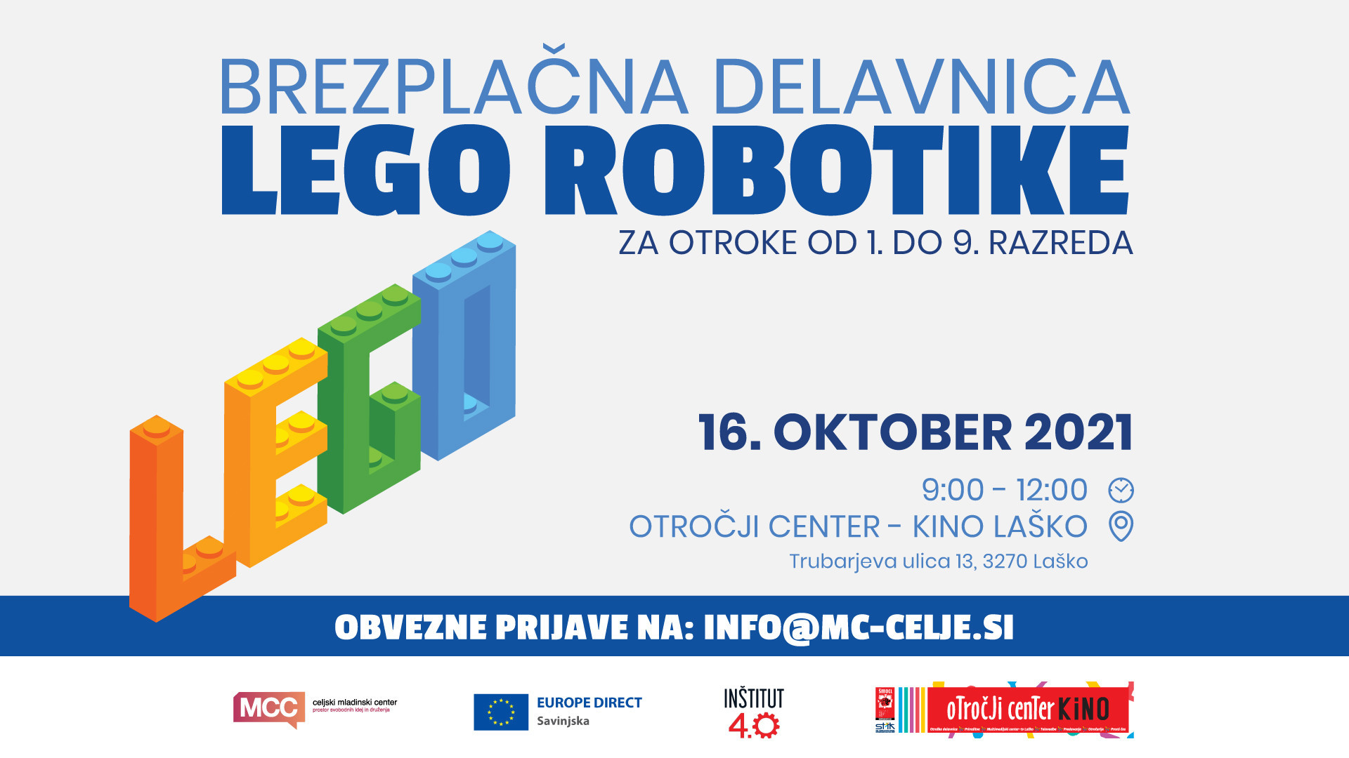 Brezplačna delavnica LEGO ROBOTIKE za otroke