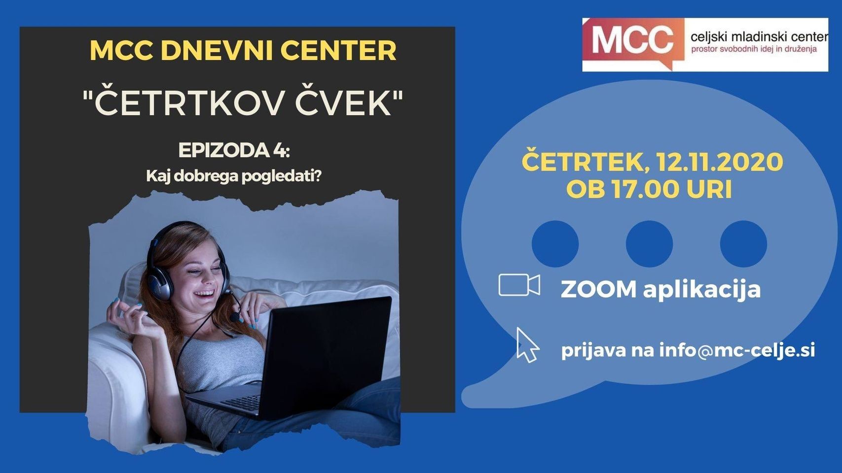 MCC dnevni center: Četrtkov čvek - Kaj dobrega pogledati?