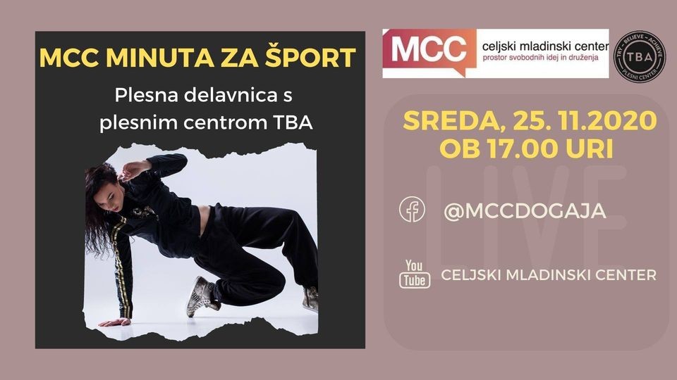 MCC minuta za šport - Plesna delavnica s plesnim centrom TBA