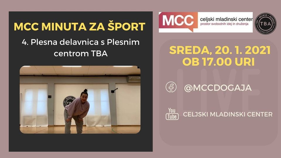 MCC minuta za šport - 4. Plesna delavnica s Plesnim centrom TBA