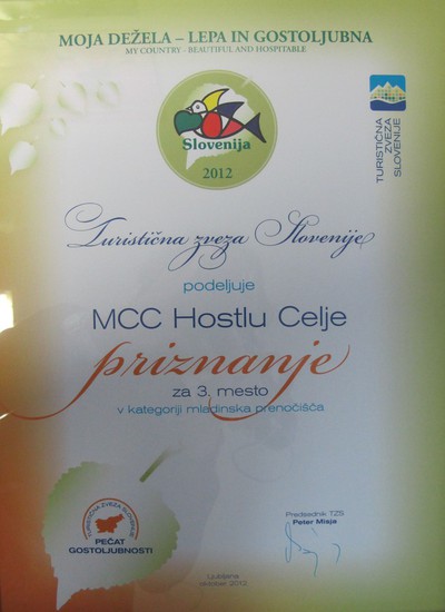 MCC Hostel postal 3. najboljše mladinsko prenočišče v Sloveniji