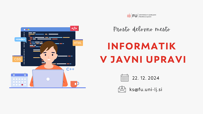 Prosto delovno mesto: Asistent – informatik v javni upravi – Ž/M